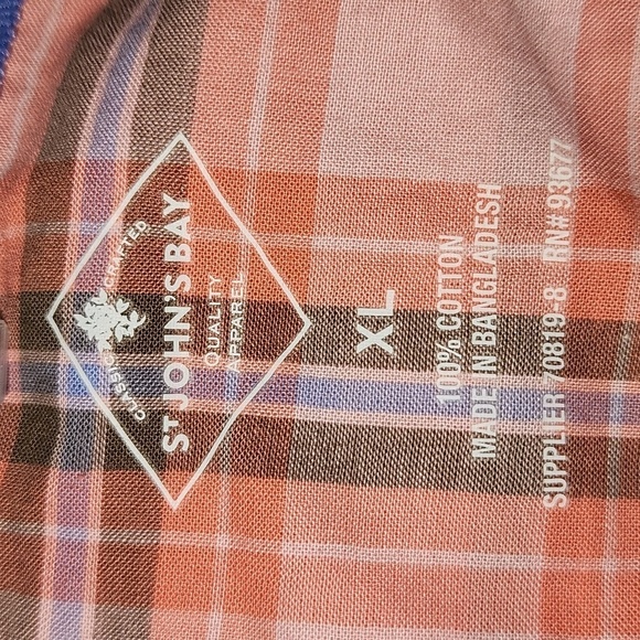 St John's Bay Plaid Buttondown Long Sleeve Top Pink Size Xtra Small - Picture 4 of 5